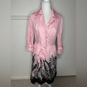 Etcetera Pink Cotton Blend Garment Dress with lace hem size 4